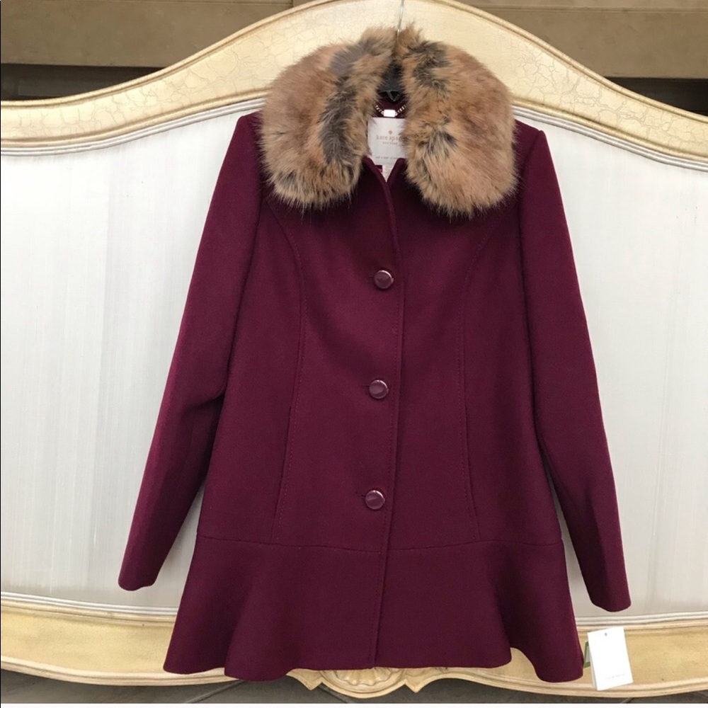 Kate spade wool coat with faux fur collar brand new with tag - Picture 6 of 8